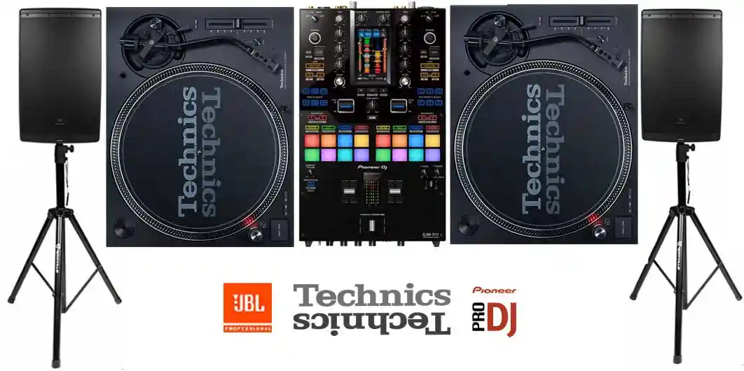 JBL Lautsprecher + Technics 1210 mk7 + Pioneer DJM s11