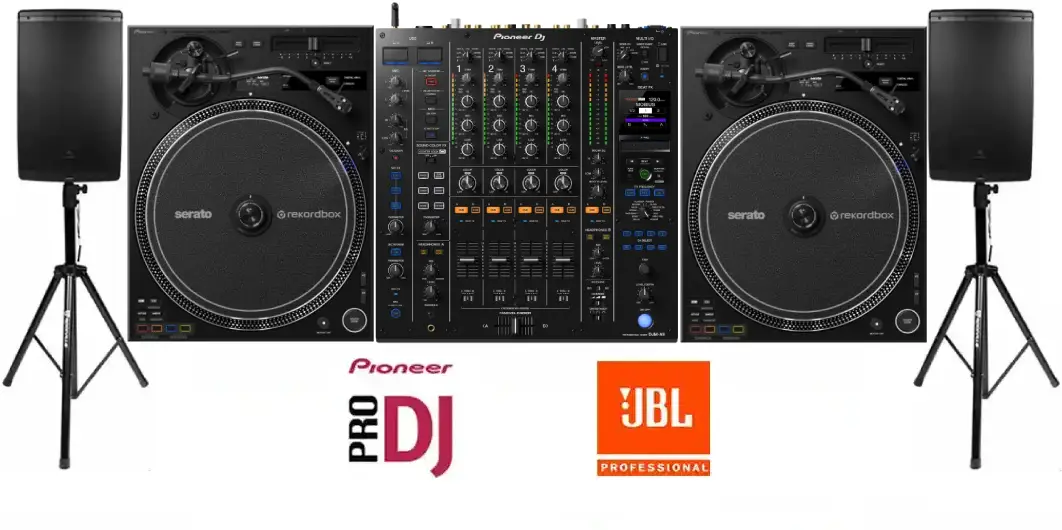 JBL Sound + Pioneer DJ PLX-CRSS12 + Mixer Pioneer DJM A9
