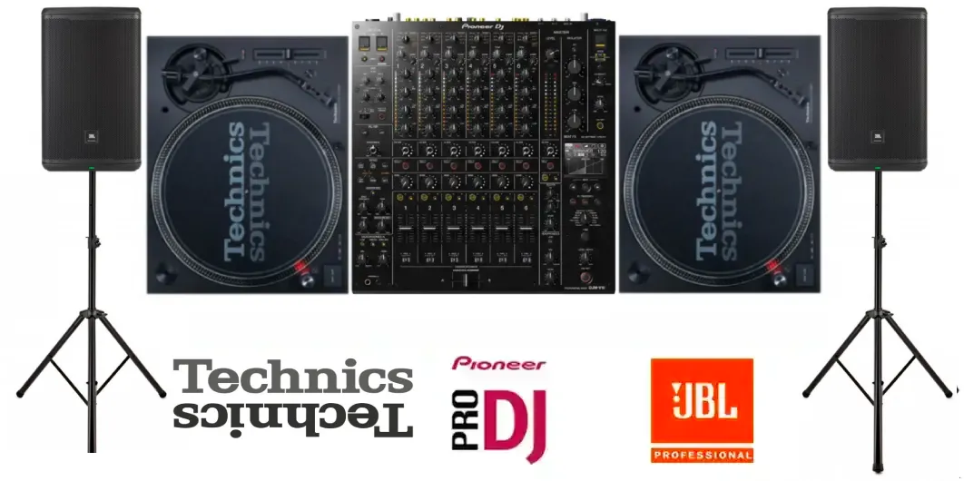 JBL + Technics 1210 mk7 + Mischpult Pioneer DJM v10